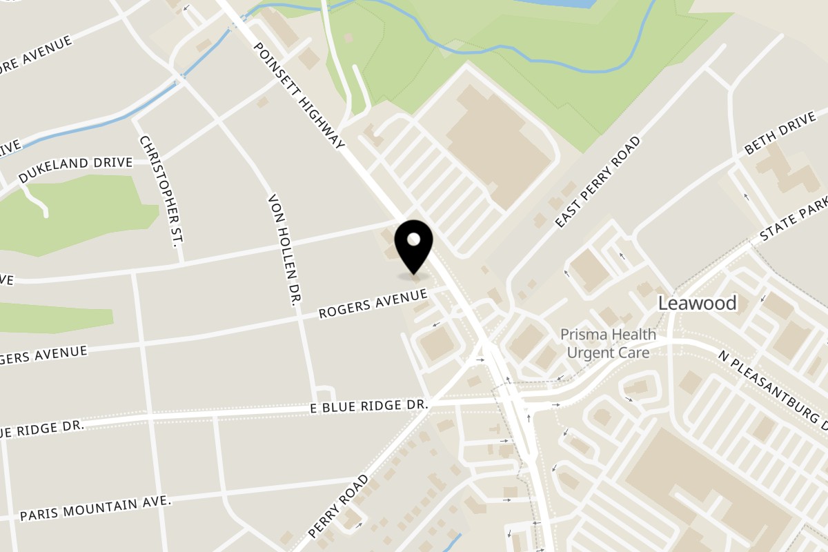 Map showing the location of Itto Ramen Bar Tapas on 1807 Poinsett Hwy in Greenville